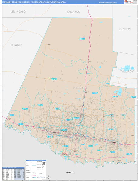 McAllen-Edinburg-Mission, TX Metro Area Zip Code Map
